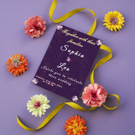 Invitación Luxurious Plum Purple Gold Foil Wedding Invitation