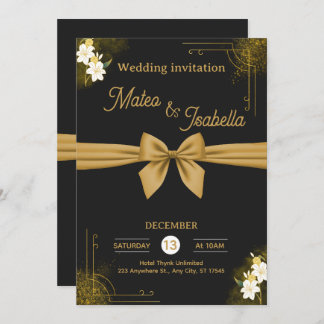 Invitación Luxurious wedding invitation in gold