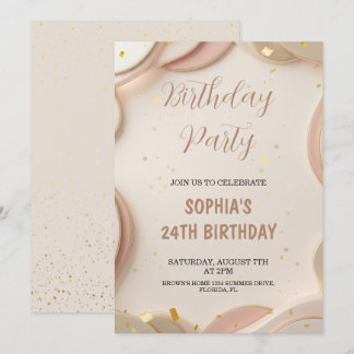 Invitación Luxury Abstract Beige & Rose Gold Birthday Party 