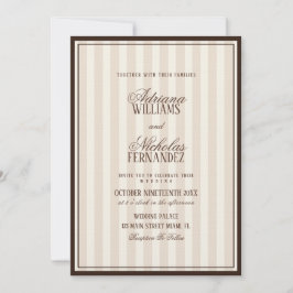 Invitación Luxury Beige Espresso Stripes Wedding