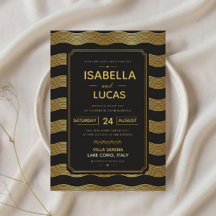 Invitación Luxury Black and Gold Art Deco Elegant Gatsby 