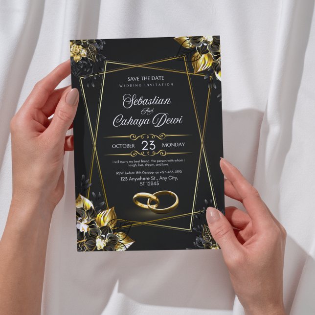 Invitación Luxury Black and Gold Wedding Invitation (Subido por el creador)