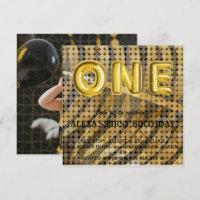Luxury Black Gold disco Photo Birthday