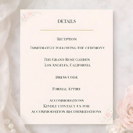 Invitación Luxury Blush Floral Details Card