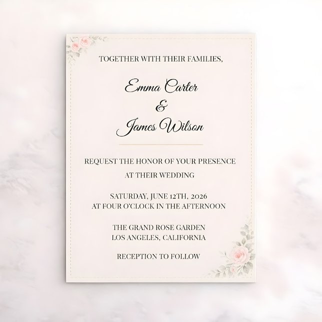 Invitación Luxury Blush Floral Wedding Invitation (Luxury blush wedding themed invitation)