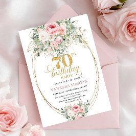 Invitación Luxury Blush Roses Digital 70th Birthday Invite