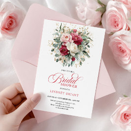 Invitación Luxury Bohemian Burgundy Blush Gold Bridal Shower