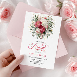 Invitación Luxury Bohemian Crimson Red White Gold Bridal Show