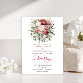 Invitación Luxury Bohemian Red Blush Greenery Wedding Invites