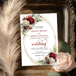 Invitación Luxury Burgundy Bohemian Floral Wedding Invitation