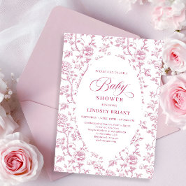 Invitación Luxury Dusty Rose Floral Toile Baby Shower Invite