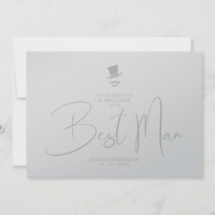 Invitación Luxury Elegant Grey Gorgeous Script Best Man