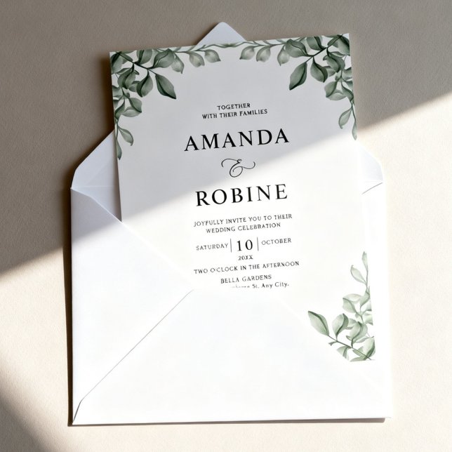 Invitación Luxury Eucalyptus Greenery Wedding Invitation (Subido por el creador)