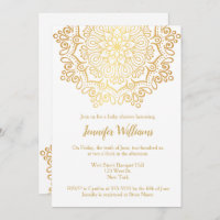 Luxury Faux Gold Mandala White Baby Shower