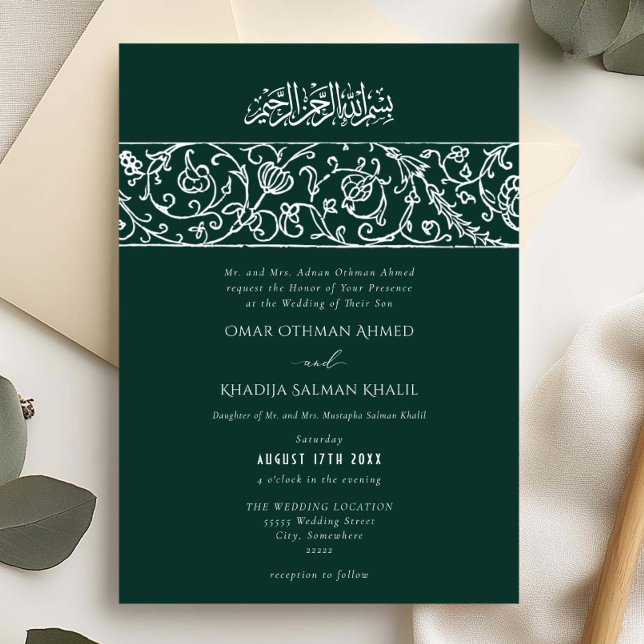 Invitación Luxury Floral Emerald Islamic Muslim Wedding (Subido por el creador)