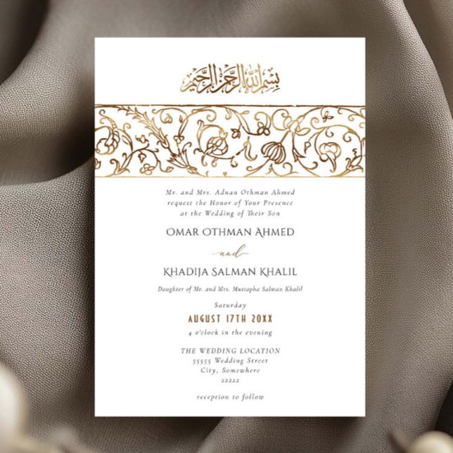 Invitación Luxury Floral Gold Islamic Muslim Wedding (Subido por el creador)