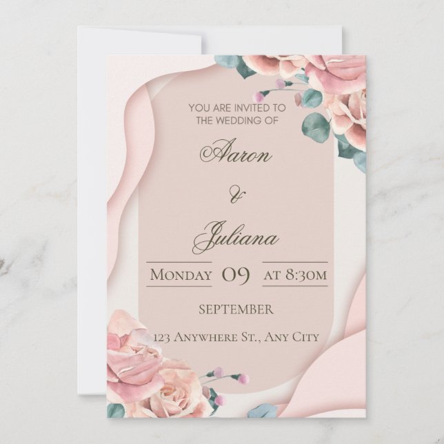 Invitación Luxury Floral Wedding Invitation (Anverso)