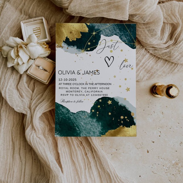 Invitación Luxury Galaxy Wedding - "Just Love" Starry Party (Subido por el creador)