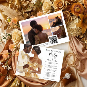 Invitación Luxury Glam Gold Couple Wedding Engagement TMF26