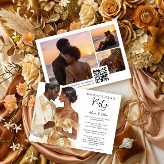 Invitación Luxury Glam Gold Couple Wedding Engagement TMF26