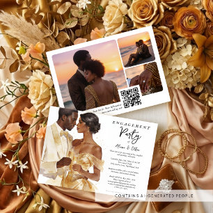 Invitación Luxury Glam Gold Couple Wedding Engagement TMF26
