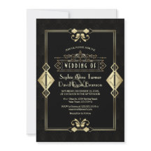Luxury Gold Black Art Deco Fleur-de-Lis Boda
