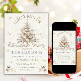 Invitación Luxury Gold Christmas Tree Holiday Party