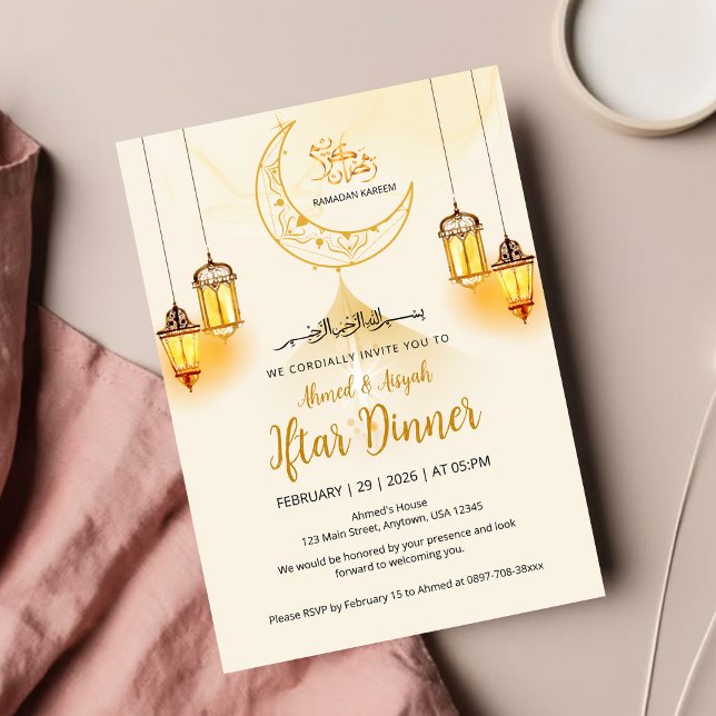 Invitación Luxury Gold Crescent Ramadan Iftar Invitation (Subido por el creador)