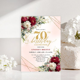 Invitación Luxury Gold Floral 70 Years Young Birthday Invite