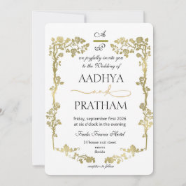 Invitación Luxury Gold Floral Frame Wedding
