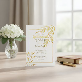 Invitación Luxury Gold Foil White Retirement Invitation Elega