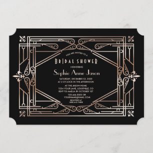 Invitación Luxury Gold Great Gatsby Art Deco Bridal Shower