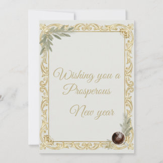 Invitación Luxury Gold Leaf & Pine Elegant New Year Greeting 