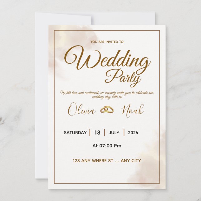 Invitación Luxury Gold Script Wedding Invitation (Anverso)