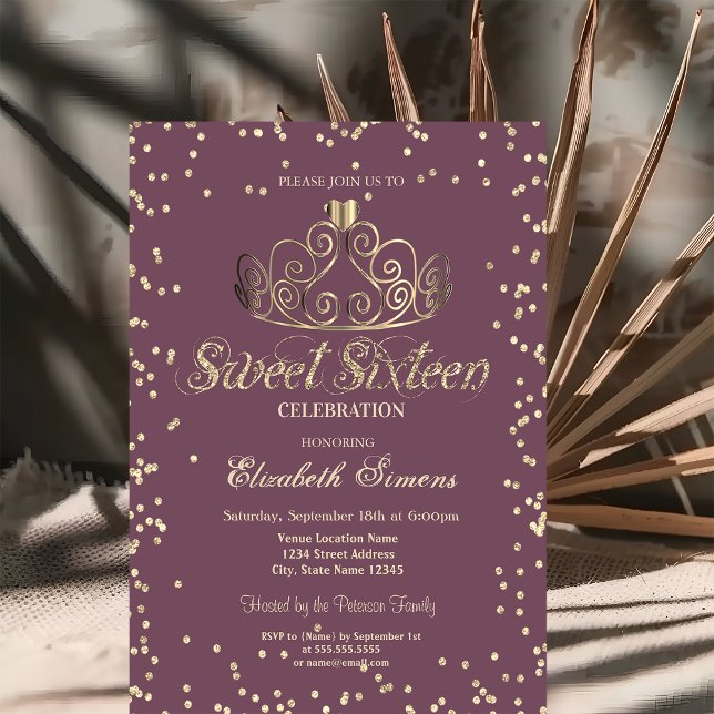 Invitación Luxury Gold Tiara Diamonds Princess Sweet 16 (Subido por el creador)