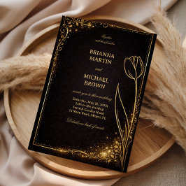 Invitación Luxury Gold Tulip Sparkle