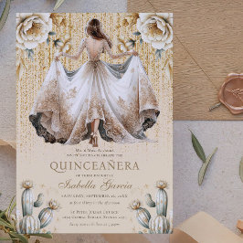 Invitación Luxury Ivory Gold Quinceañera