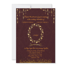 Luxury Maroon Gold Wedding Invitation |