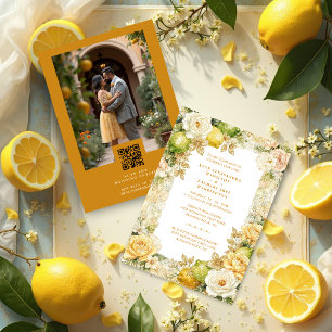 Invitación Luxury Mediterranean Lemons & Flowers Photo