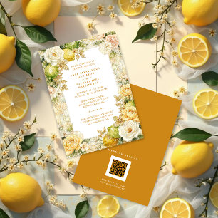 Invitación Luxury Mediterranean Lemons & Flowers Wedding