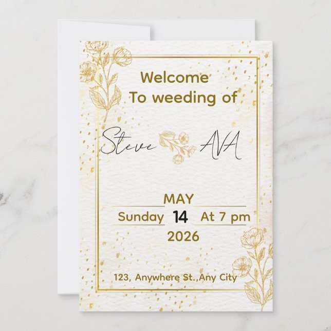 Invitación Luxury Minimal Gold Wedding Invitation (Anverso)