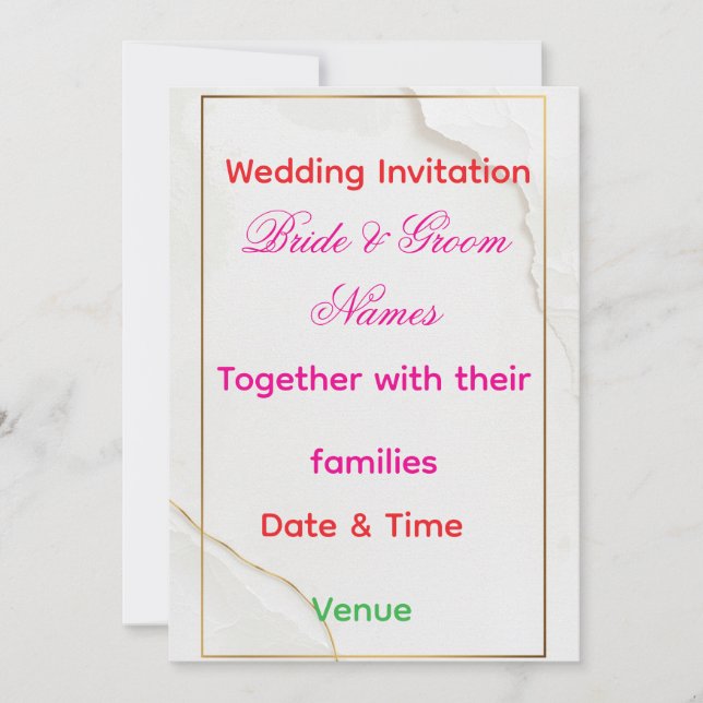 Invitación Luxury Minimal Wedding Invitation 7x5 – Editable E (Anverso)