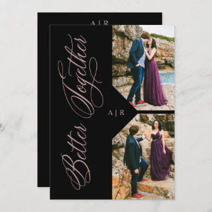 Invitación Luxury Modern 2 Photos Collage Rose Gold Whimsical