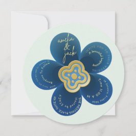 Invitación Luxury Navy Blue Floral Wedding Invitation - Custo
