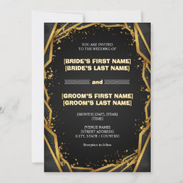 Invitación Luxury Noir Elegant Minimalist Black and Gold