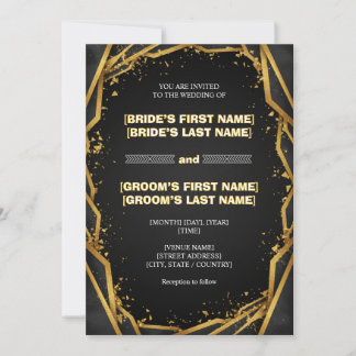Invitación Luxury Noir Elegant Minimalist Black and Gold