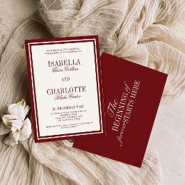 Invitación Luxury Old Money Burgundy Timeless Wedding