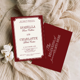 Invitación Luxury Old Money Burgundy Timeless Wedding