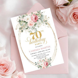 Invitación Luxury Pastel Pink Floral 70th Birthday Invitation