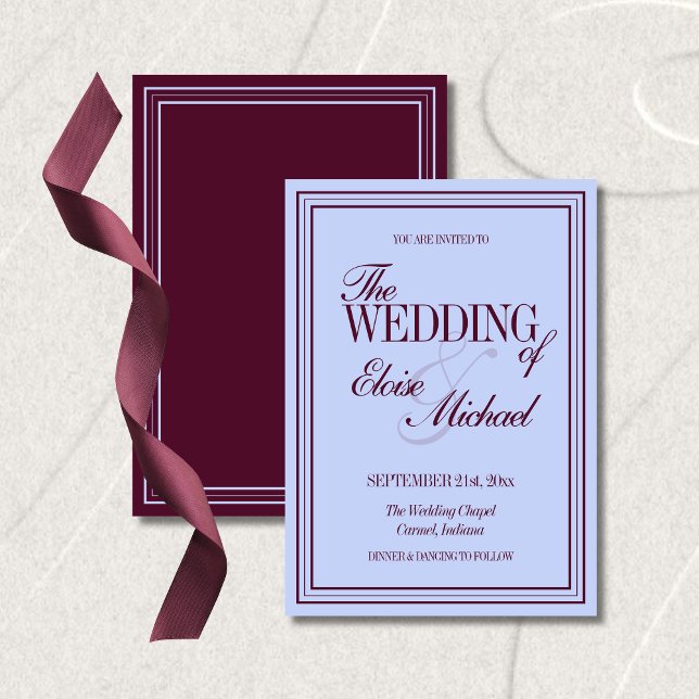 Invitación Luxury Periwinkle and Plum Formal Wedding  (Luxury Periwinkle and Plum Formal Wedding Invitation)